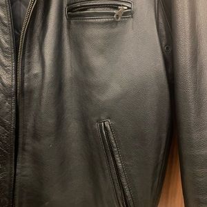 Mens Biker Style high end black leather jacket